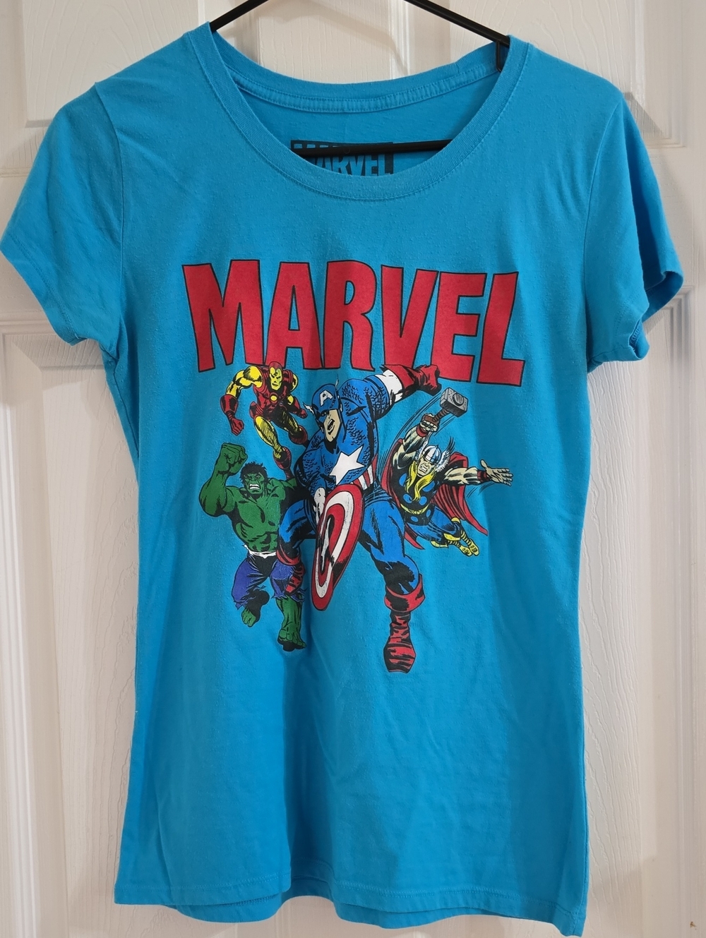 Marvel Blue Graphic Tee with Red Logo